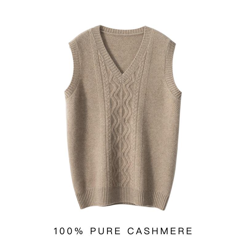 Pánský kašmírový bezrukávový pulovr s výstřihem do V: Podzimní/Zimní Hrubý Svetr Plus Size