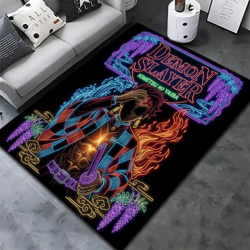 Tappeto Demon Slayer per Soggiorno Camera da Letto Casa Decorazione Divano Gioco Bambini Tappetino Antiscivolo per Pavimento