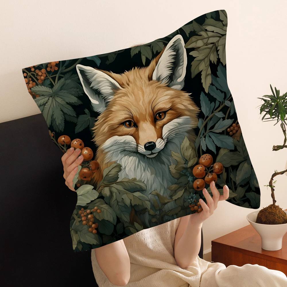 Anime Fox Printed Cushion Cover Inches Farmhouse Decor Home Throw Pillow Covers for Couch Decorations