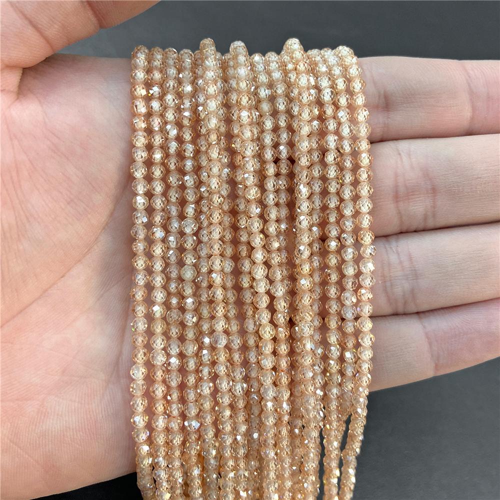 Faceted Natural Stone Pink Rose Quartzs Crystal Beads Round Amethysts Loose Beads for DIY Jewelry Making Necklace