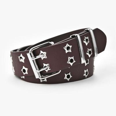 Korean Style Cutout Punk Casual Belt with Double Row Star Eyelet for Women, 2024 Design
