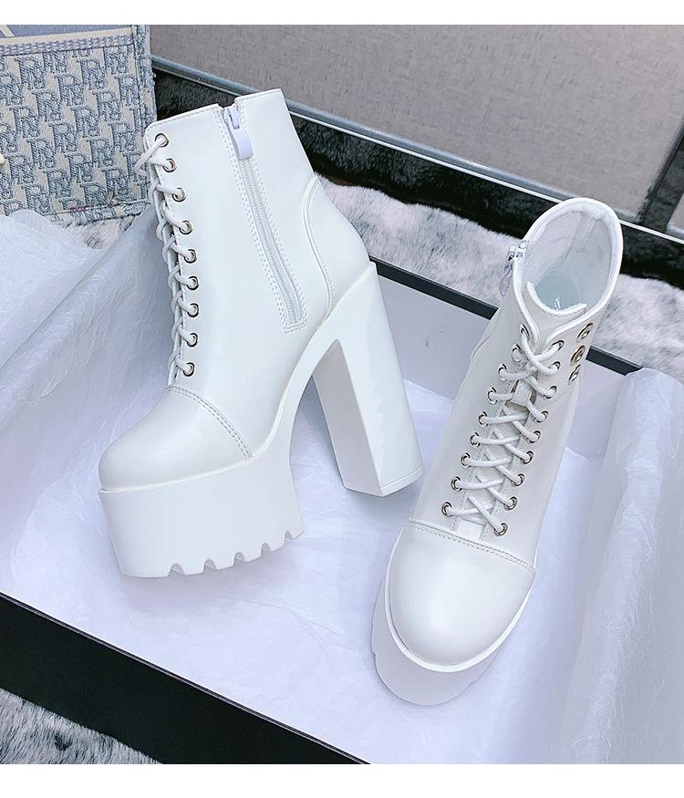 2025 Style Female Singer Thick Heel Short Muffin Thick Sole Performance White Super High Heel Stage Boots ZYW-831-12