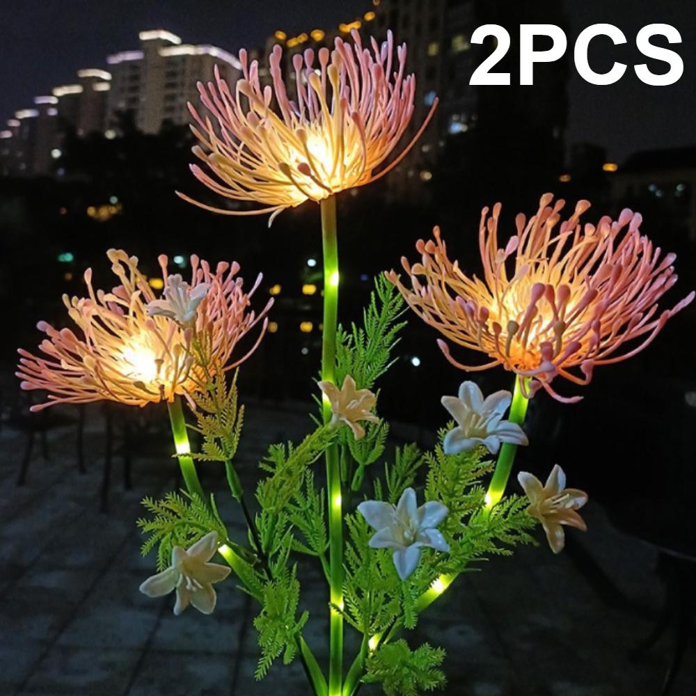 Solar-Gartenleuchten, Solar-Blumenleuchten mit leuchtenden Blumen und Stielen, Solar-LED-Außenleuchte für Gartenwege, Terrassendielen, Hofdekoration