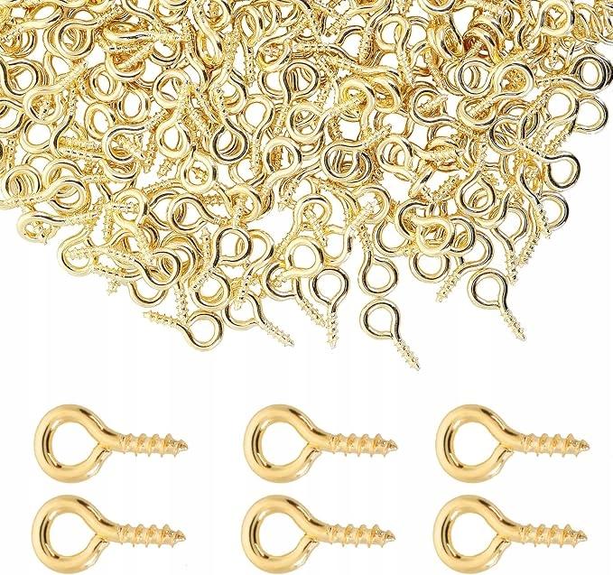 Hooks Screws with Loop for creating jewelry pendants 300 pcs gold 10mm