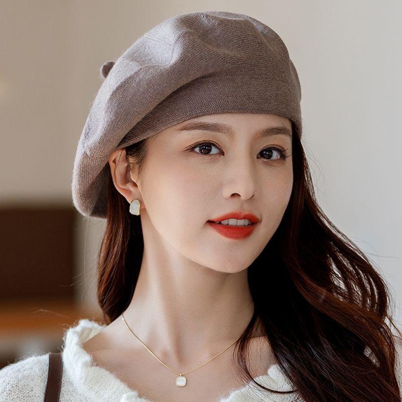 

Шапка-берет вязаная женская, популярная в интернете, большой окружности головы, ретро, трендовая, шляпа художника, женская шляпа average size (55-58CM)