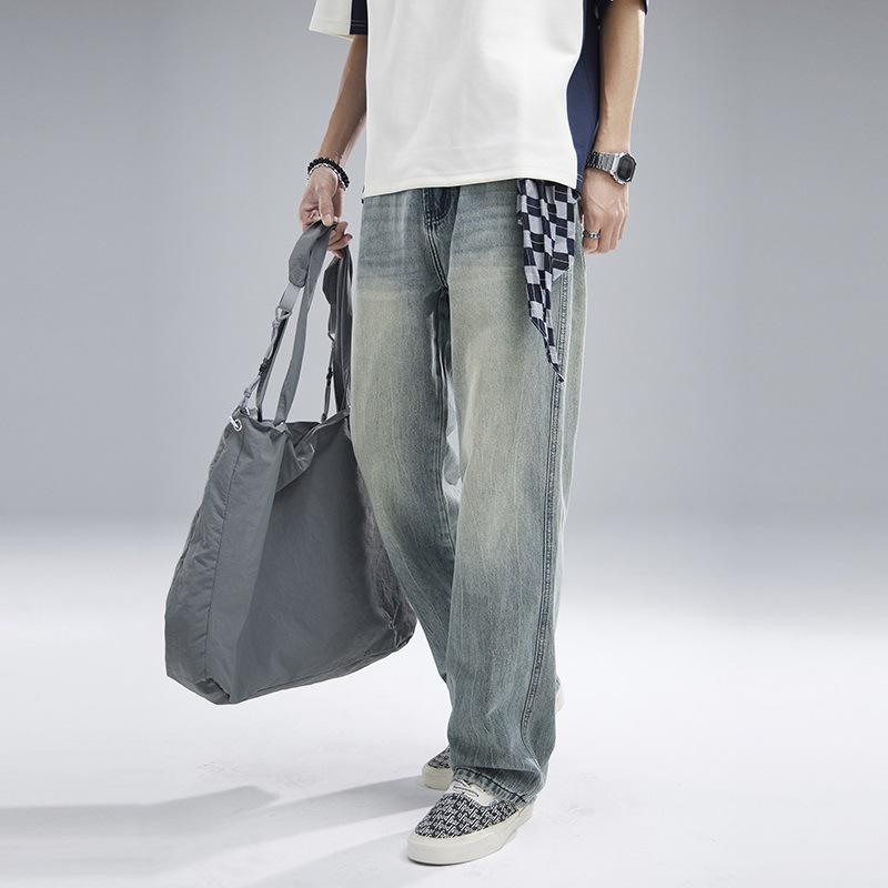 

Весна Новая Американская Высокая Улица Свободные Прямые Джинсы Мужские Ретро Расклешенные Брюки 38