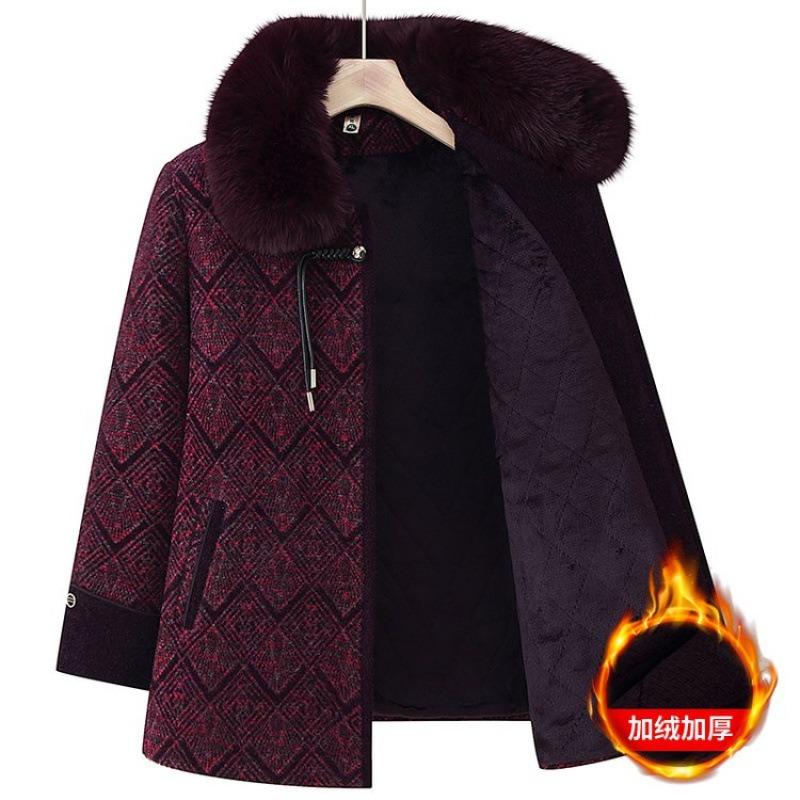 Autumn and winter woolen coat, winter top, old lady mink coat thickened