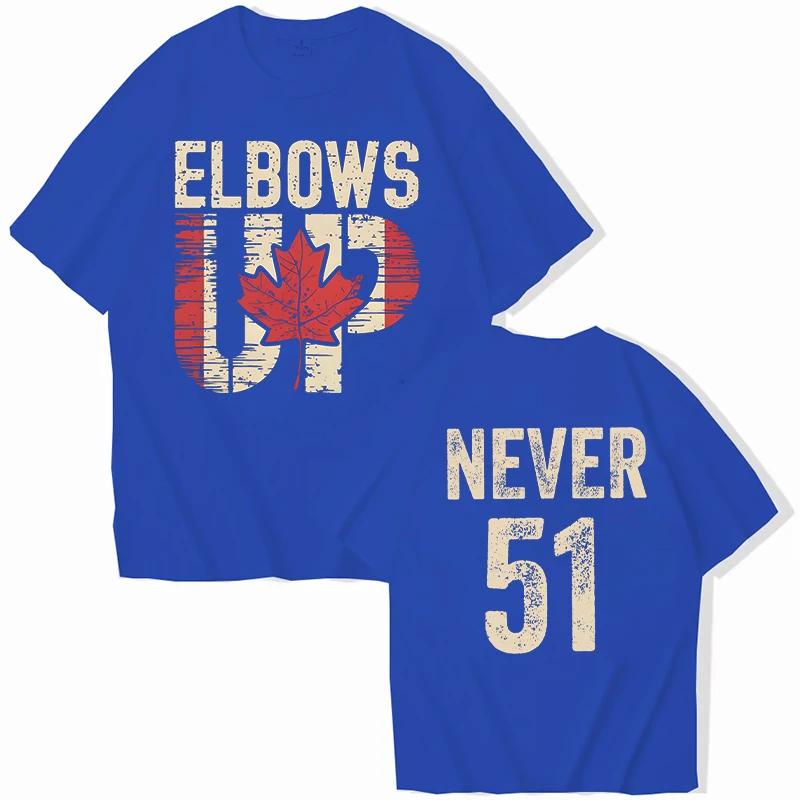 Retro Elbows Up Never 51 Canada Print Women T-shirts Casual Summer Tees Funny Vintage Tshirt Graphic Tops Female Clothing