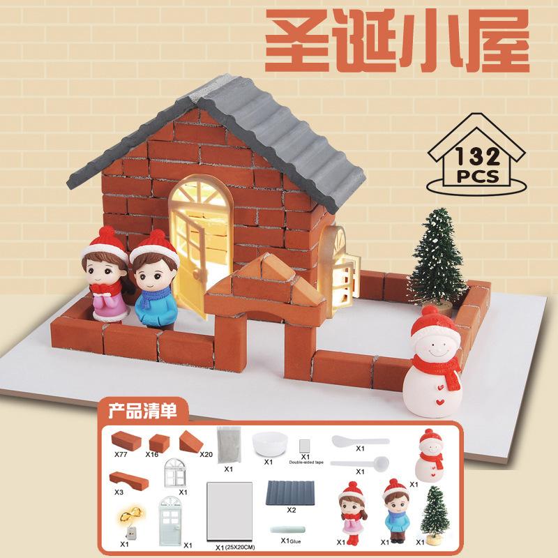 Simulation Mud Brick Building Mini Brick Hand-Assembled House Foreign Building Farm Model Toy
