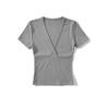 Cross Deep V-neck Short-sleeved T-shirt Women's Summer New American Spice Girl Style Solid Color Thin Short Bottoming Top