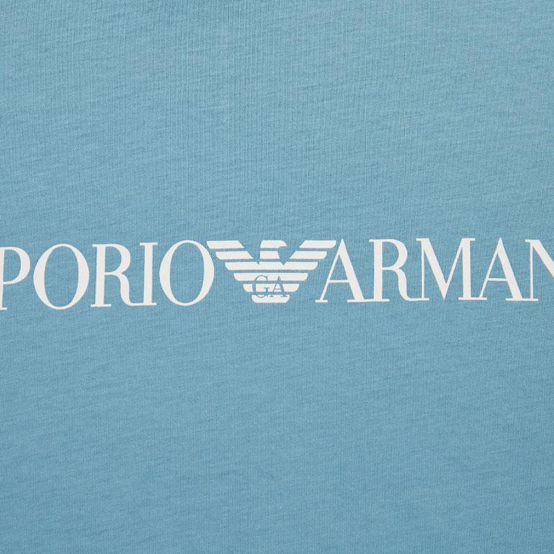 Emporio Armani FW22 Logo Print Crew Neck Long Sleeve T-Shirt Men Tops Blue 8N1TN8-1JPZZ-22F-0784