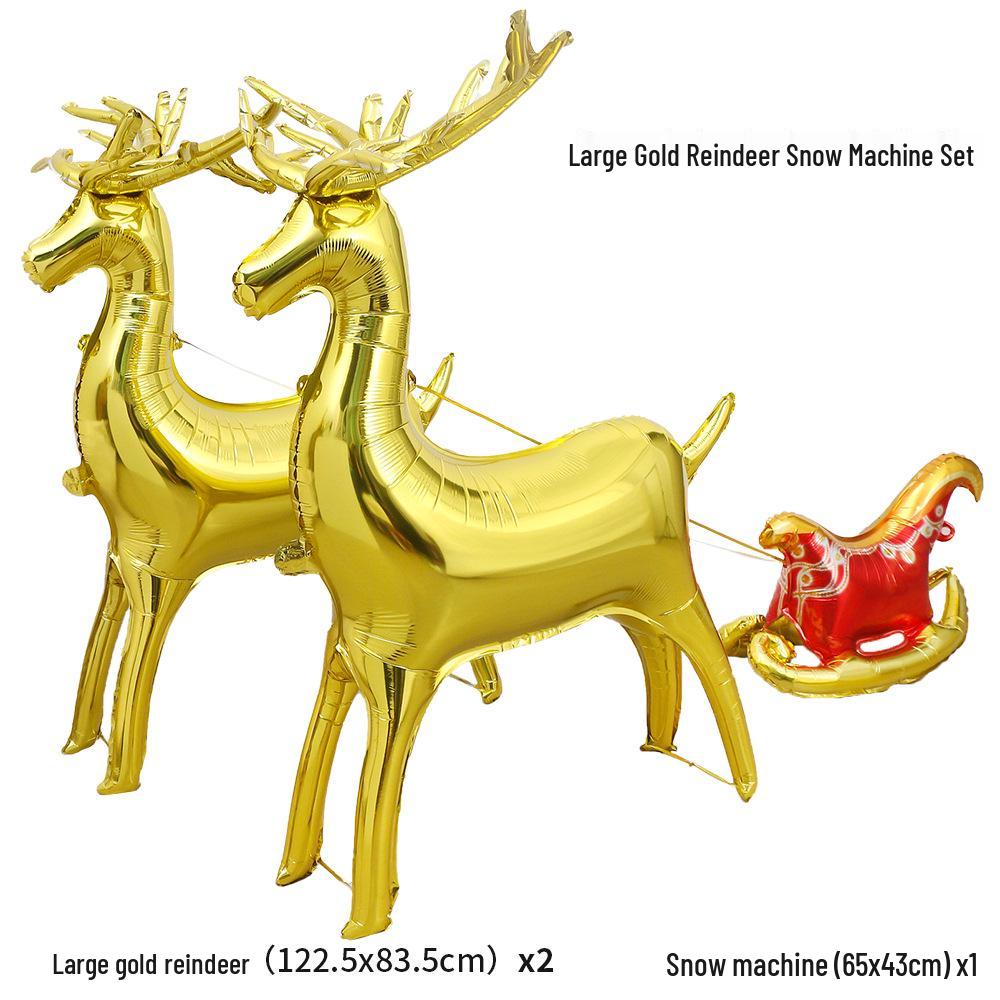 3D Golden Reindeer Aluminum Foil Balloon - Christmas Party Decoration