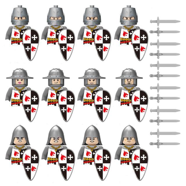 Military Building Blocks Medieval Solider Figures Gifts Toys Weapons Shield Holy Roman Saint Lazarus Jerusalem Knight Legion MOC