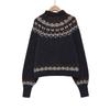 Cozy Oversized Knit Sweater Women Winter Loose Round Neck Vintage Patterned Pullover