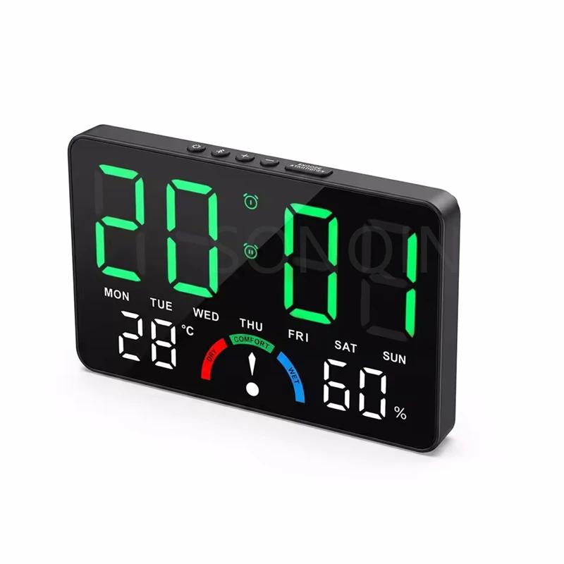 Home Temperature Humidity Meter Clock with Comfort Reminder Electronic LED Digital Alarm Clock Dual Alarms Snooze Table Watch