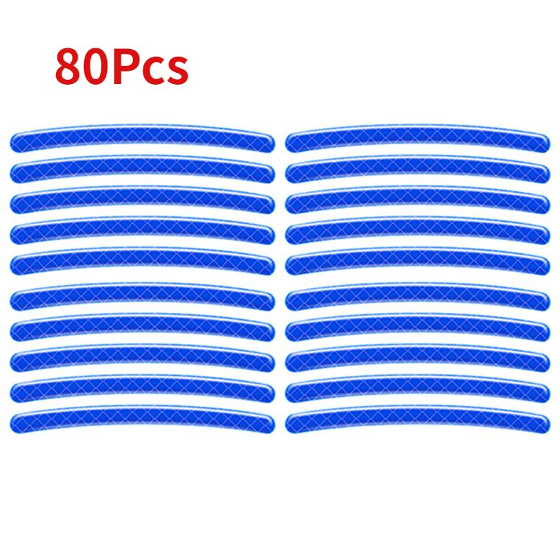 80Pcs Car Wheel Hub Reflective Sticker Night Safe Driving Tire Rim Luminous Decal Stickers Auto Motorcycle Styling Decor Decals