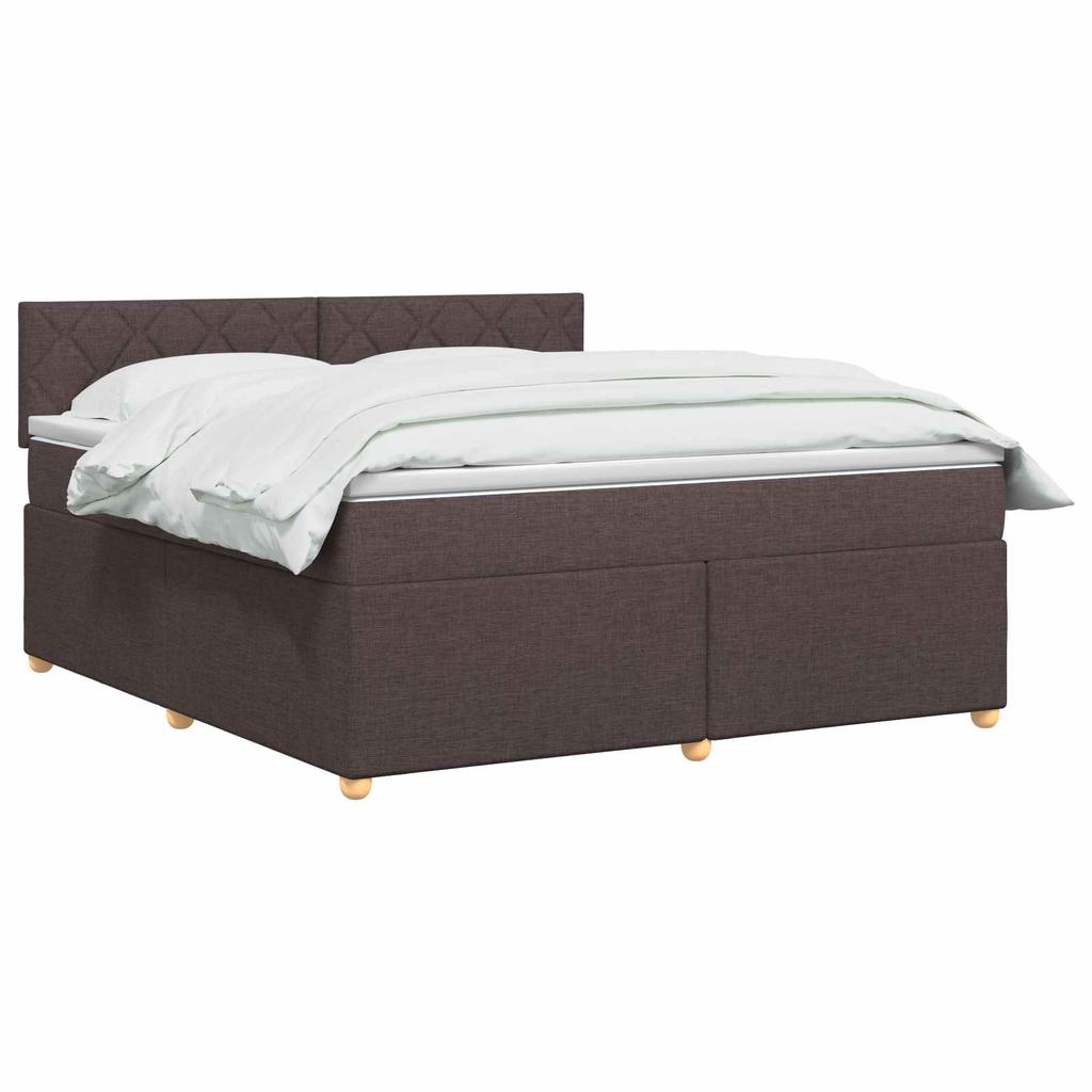 Box Spring Bed with Mattress Dark Brown 140 X 190 Cm Fabric