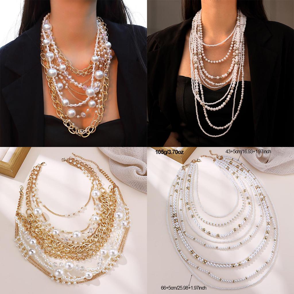 Geometric Long Chain Necklace For Women With Metal Pendant And Trendy Style