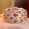 Luxury Inlaid Multicolored CZ Women's Ring Trendy Gold Color Geometry Daily Wear Party Jewelry Anniversary Gift