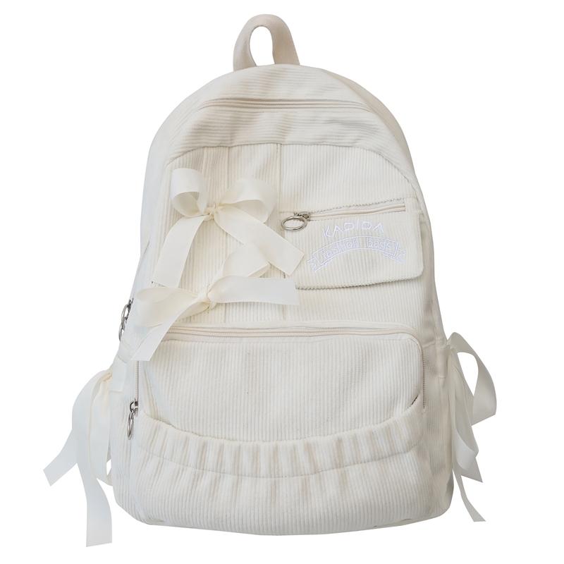 

Студенческий школьный рюкзак женский вельветовый рюкзак большой емкости белый