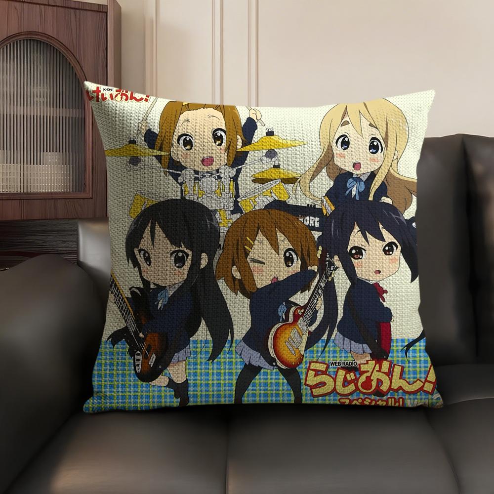Anime KKON ON Cute Cushion Cover Natural Linen Organic Fabric DoubleSided Printing Sofa Home Decor Gift Pillow Case
