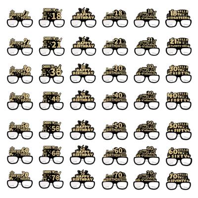24 Pcs Paper Glasses Birthday Party Eyeglasses Decoration 18 21 30 40 50 60 70th Birthday Celebration Photo Prop Unisex Glasses