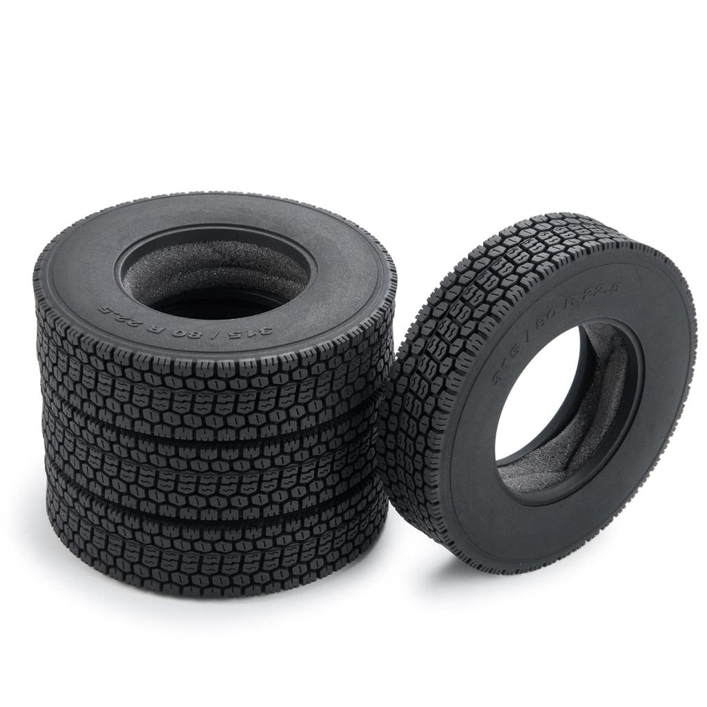 TRZX RC Rubber Tires Wheels Tires for 1/14 Tamiya Tractor Truck Trailer Upgrade Parts (4pcs 22mm)
