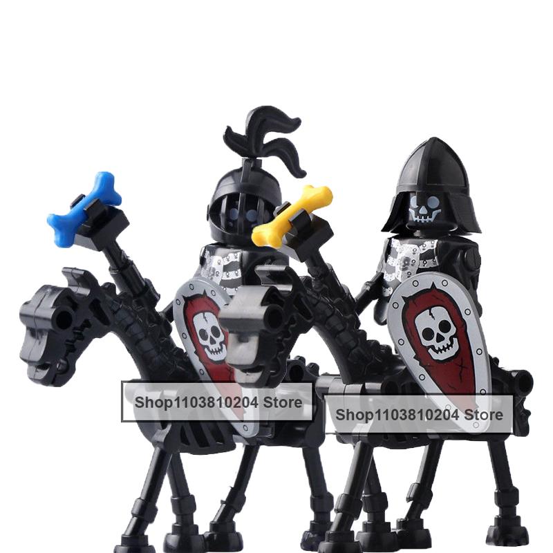 Skeleton Soldier Army King Knight Undead Horse Warrior Bricks Building Block Ringwraith Saddle Roman Soldiers Sword Waffen Toys