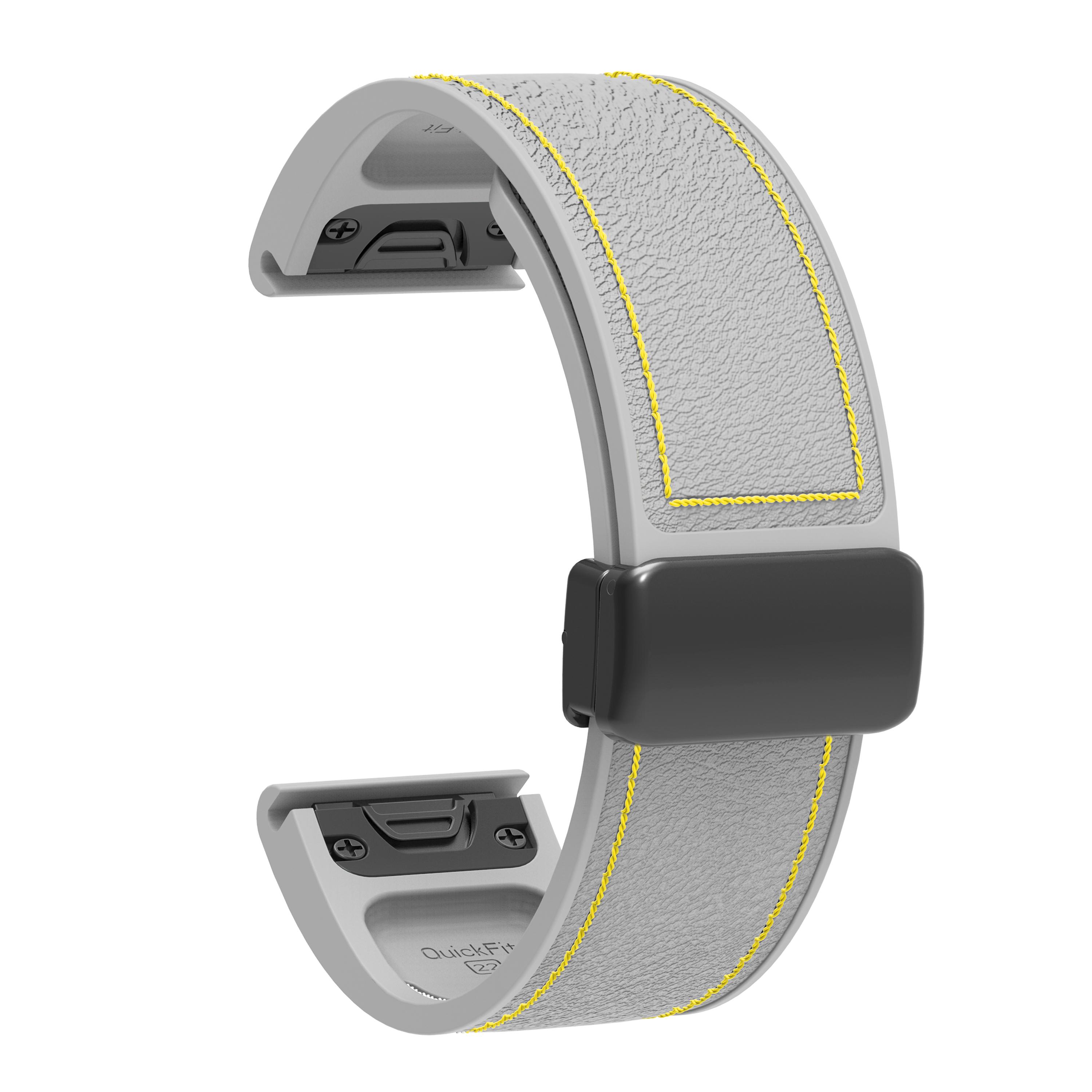 

Силиконовый ремешок для часов Garmin Fenix 7X/6X/Tactix 8 AMOLED 51 мм, магнитная застежка, ремешок с текстурой кожи Grey