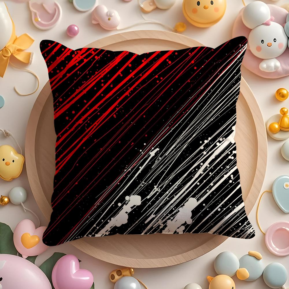 Modern Red Black Color Pillow Case Soft Plush Fabric DoubleSided Printed Cushion Cover Warm Winter Sofa Pillow Case