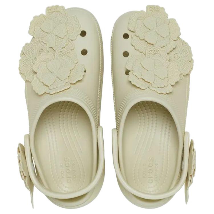 Crocs Classic Cloud Silk Flower Versatile Casual Clogs Women clogs Bone-White 212984-2Y2