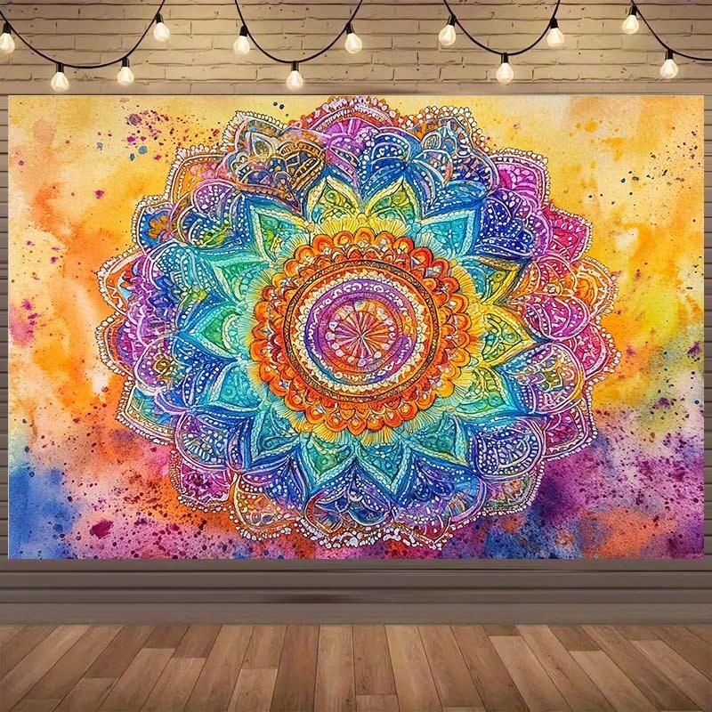 Bohemian Mandala Tapiserie Závěsná na stěnu Boho Chic Barevná Psychedelická Duchovní Umění Tisk na látku Dekorace pro výzdobu domácí místnosti