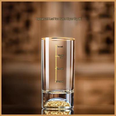 Shangqi Crystal Gold Foil Spirits Shot Glass Set with Scale