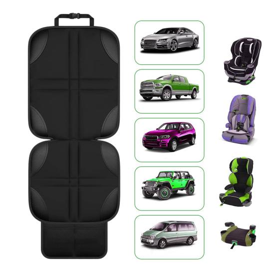 Child Car Seat Protector with Mesh Pocket Non-Slip Backing Waterproof Stain Resistant Thick Padding Baby Car Seat Cover