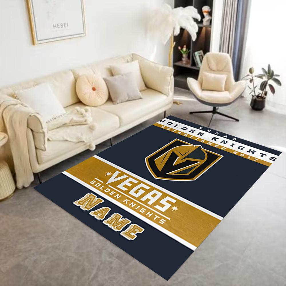 Golden Knights Vegas Pride Personalized Name Area Rug Design for Hallway Dormitory Game Room Living Rooms Antislip Carpet Decorate Offices