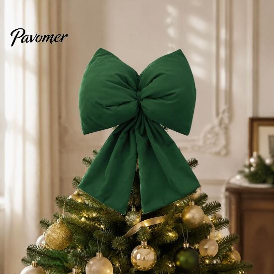 Decorative Velvet Bows for Wreaths Christmas Flocked Fabric Bow, Large Red Bow with Hanging Strap, Gifts Festive Pendant Tree, Holiday Home