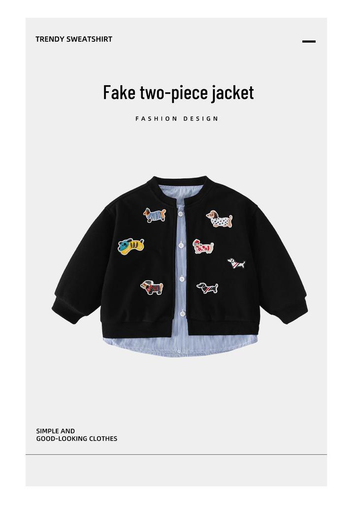 Beiteng Kids' Autumn Knit Cardigan - Cute Two-Piece Style for Boys and Girls