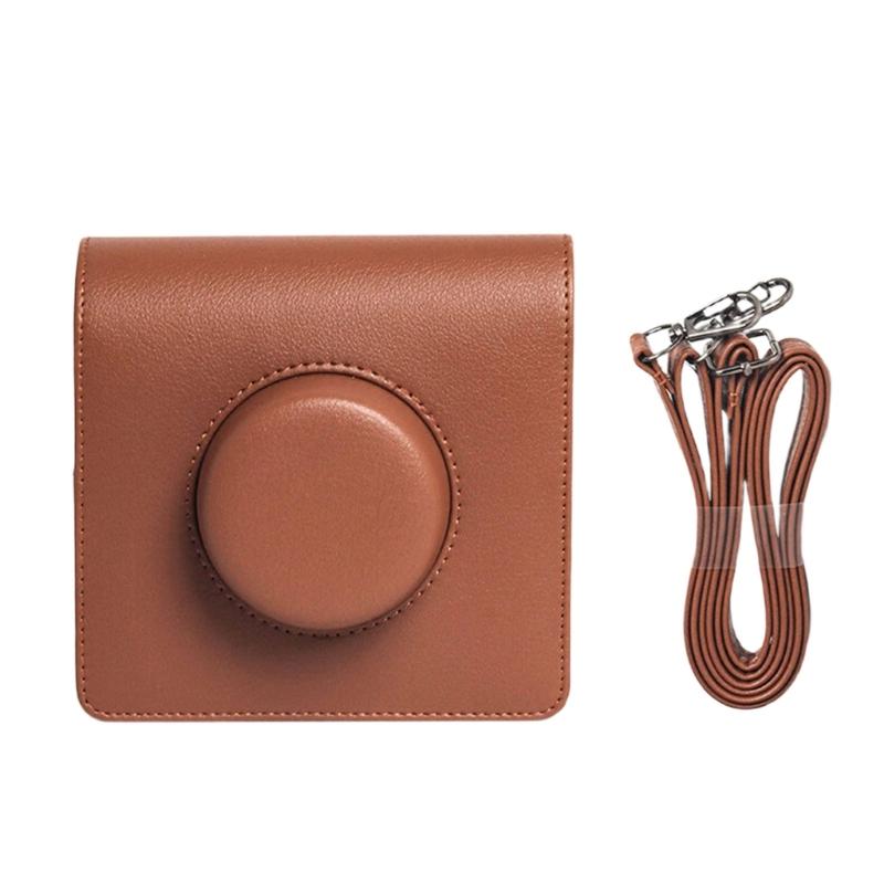 

Camera Case PU Leather Soft Cover Bag for Wide Film Camera Bag with Shoulder Straps коричневый