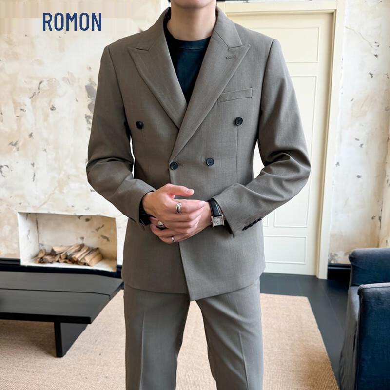 ROMON Мужской приталенный двубортный костюм L