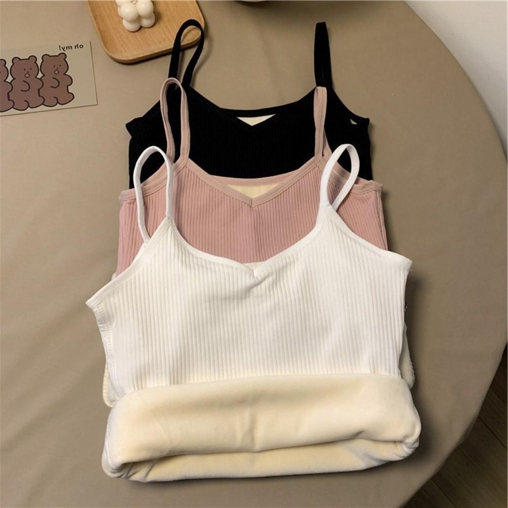 Slim Fit Women Thermal Camisole Thermal Plush Vest Underwear Warm Suspender Vest  Ladies