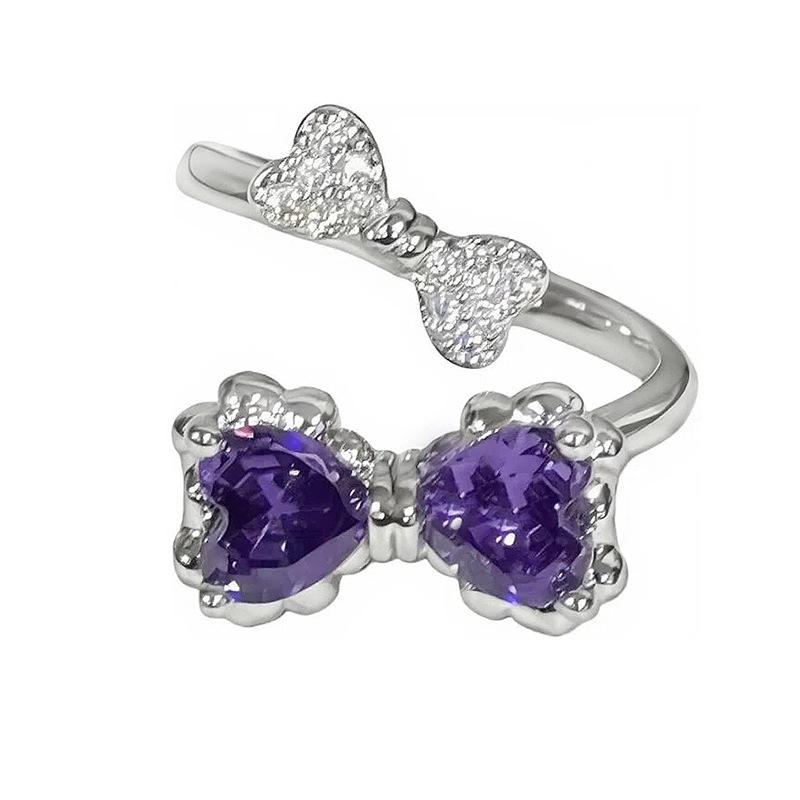 Nine Purple Fire Purple Diamond Super Immortal Zir*****Pen Ring Exquisite Light Luxury High-End Niche Design Stacked Ring Girl