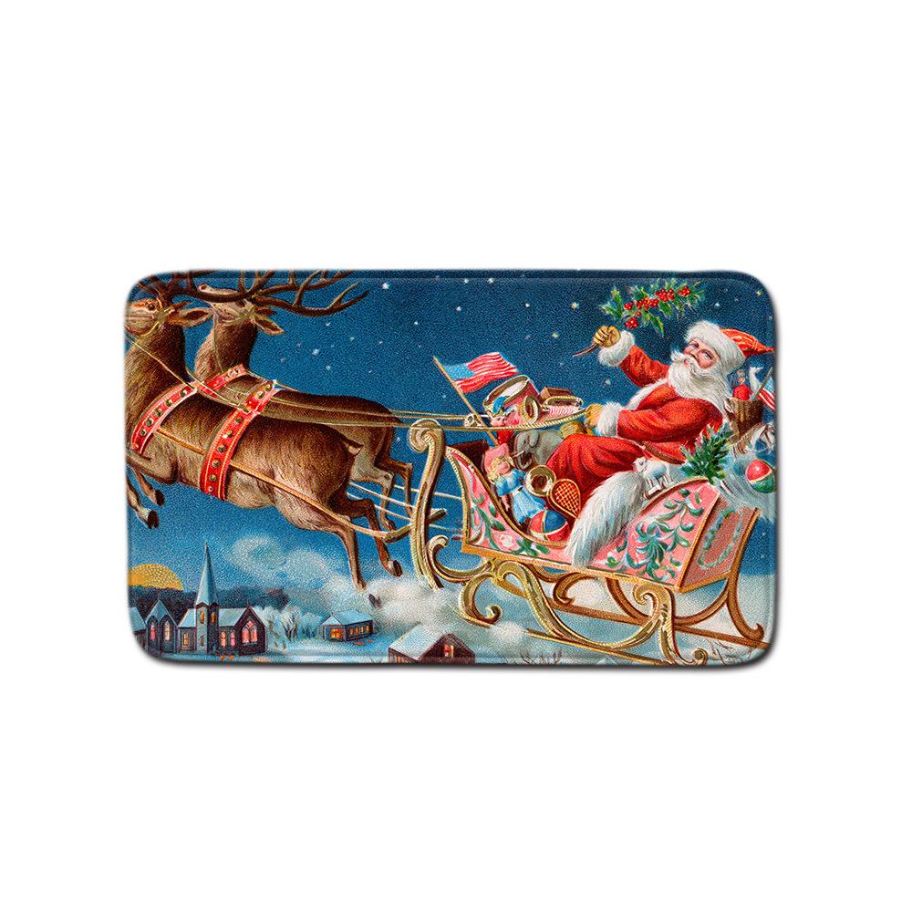 Christmas Home Door Mat Bathroom Shower Curtain Floor Mat Combination Four-Piece Set Bedroom Living Room Carpet