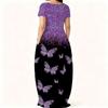 Plus Size Round Neck Short Sleeve Tunic Airy Dress For Summer Outdoor Stroll