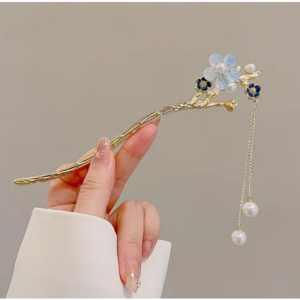 Horquilla de Flores de Lujo Ligero Para Mujer Estilo Chino Floral Mariposa Borla Palillo para el Cabello Elegante Joyería de Metal Horquilla Pinzas para el Cabello