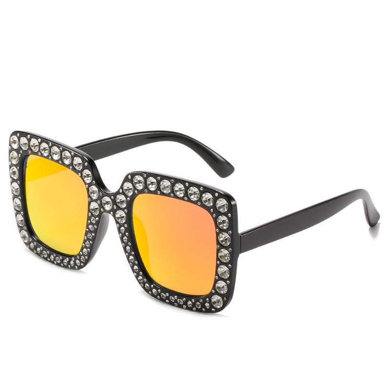 Vintage Oversized Square Sunglasses Women Luxury Crystal Rhinestone Eyewear Colorful Diamond Big Frame Sun Glasses