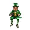 Leprechaun Sculpture Green Resin Statue with Shamrock and Pot of Gold For Patricks Day Irish Festives Home Decorating
