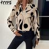 Women's Fashion Casual Spring Autumn Colour Block Print Long Sleeve V-Neck Blouses & Shirts