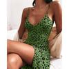 Women Fashion Summer Sleeveless Animal Print Cami Dress Spaghetti Strap V-neck Sexy Leopard Short Dress Plus Size Beach Sundress Casual Party Dress
