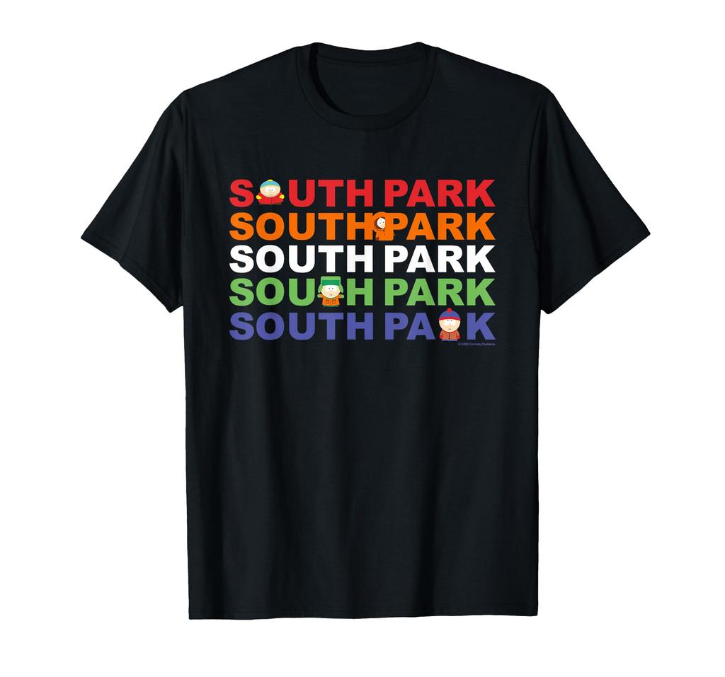 South Park Cartman Kenny Kyle & Stan Color Text T-Shirt