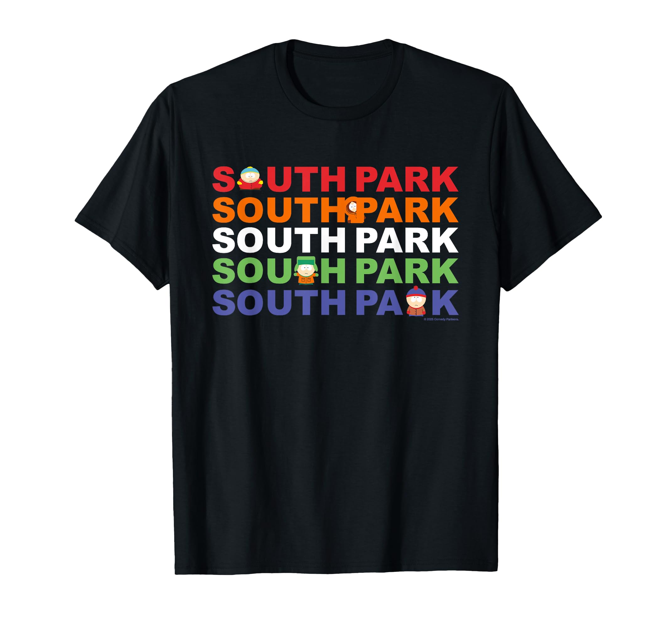 

South Park Cartman Kenny Kyle & Stan Color Text T-Shirt